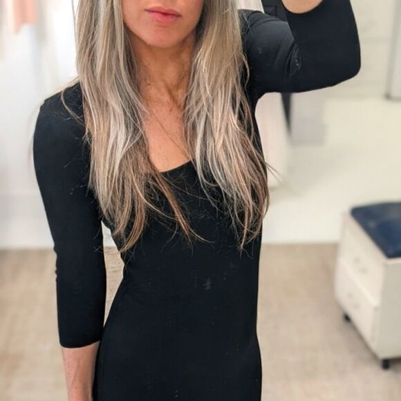 DKNY Black Stretch Wool Crepe Dress - Picture 1 of 5